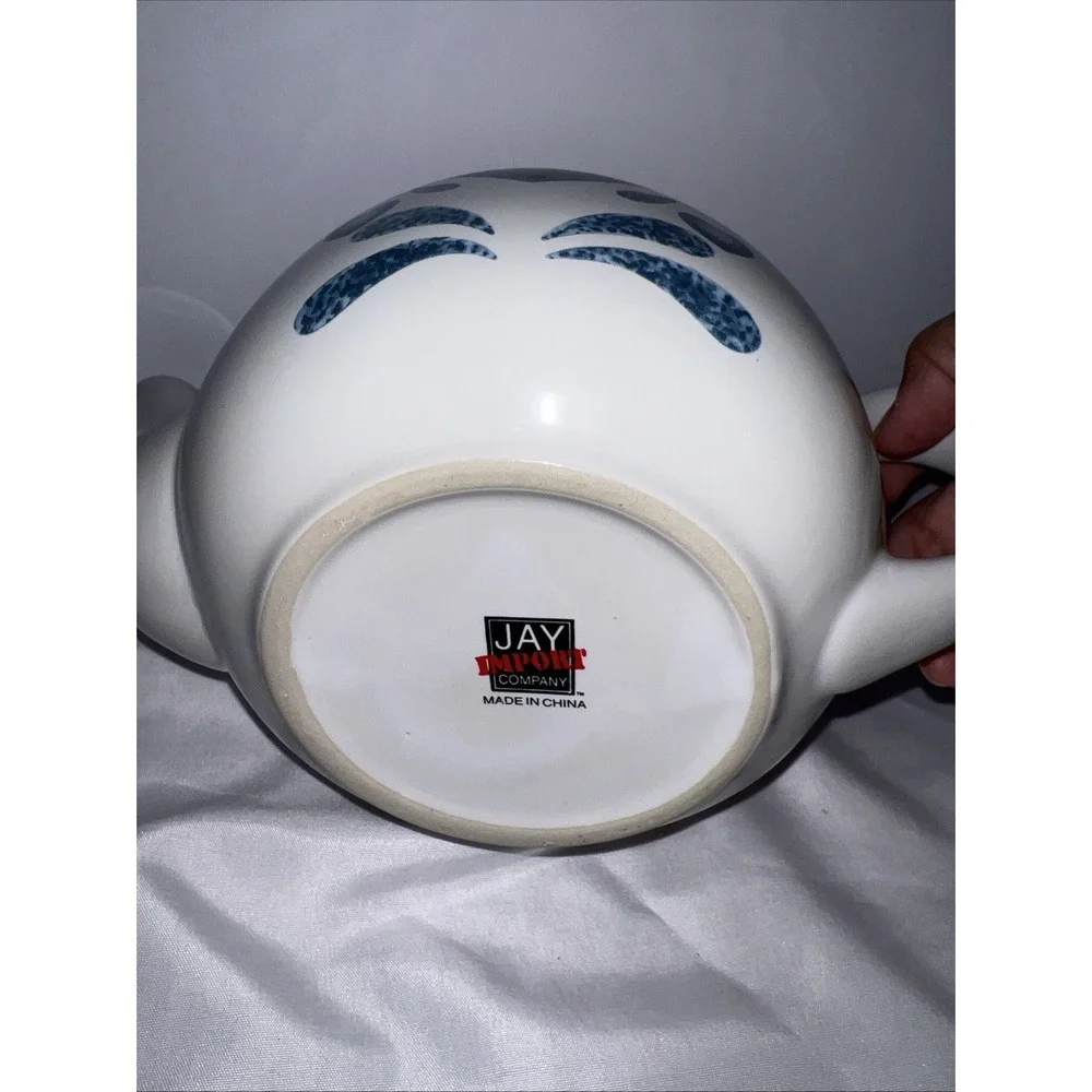 Corelle/ Jay Import Blue Heart Tea Pot Sugar & Creamer Set VTG 3 Piece